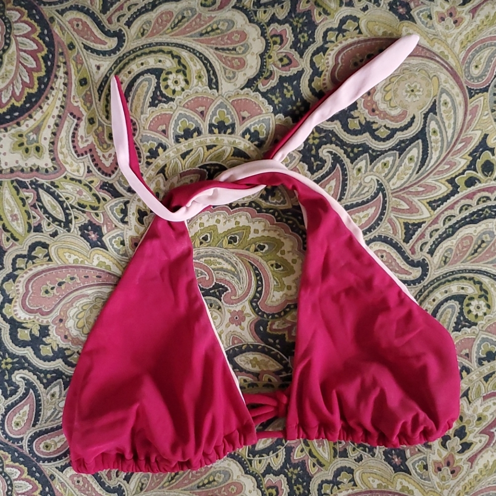 Raspberry & Pink Triangle Bikini Top, Small